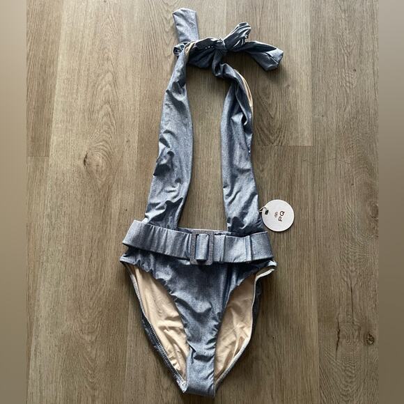 PQ swim Alex indie blue belted one piece bikini swimwear size small NEW - Picture 4 of 9